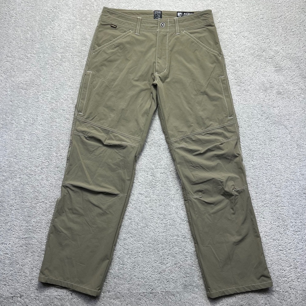Kuhl Pants Mens 32x30 Green Brown Nylon Stretch Hiking Outdoor Cargo Utility